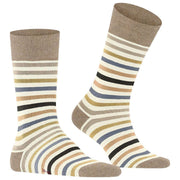 Falke Chaussettes à Rayures Teintées - Blanc Cassé