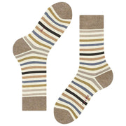 Falke Chaussettes à Rayures Teintées - Blanc Cassé