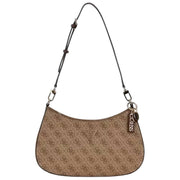 GUESS Noelle II Top Zip Shoulder Bag - Latte Brown Logo