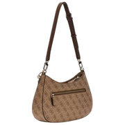 GUESS Noelle II Top Zip Shoulder Bag - Latte Brown Logo