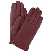 Isotoner 3 Point Smartouch Leather Gloves - Burgundy