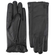 Gants en cuir doublés de fourrure de qualité supérieure Isotoner - Noir