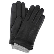 Isotoner Premium Rib Knit Cuff Leather Gloves - Black