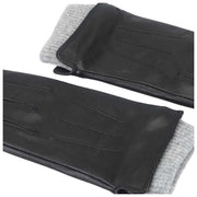 Isotoner Premium Rib Knit Cuff Leather Gloves - Black