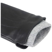 Isotoner Premium Rib Knit Cuff Leather Gloves - Black