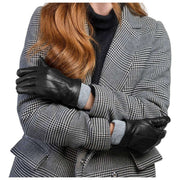 Isotoner Premium Rib Knit Cuff Leather Gloves - Black
