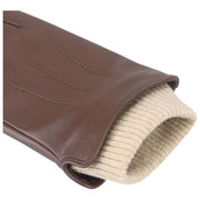 Gants en cuir à revers en tricot côtelé de qualité supérieure Isotoner - Marron