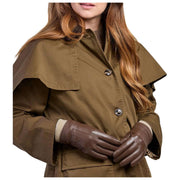 Gants en cuir à revers en tricot côtelé de qualité supérieure Isotoner - Marron