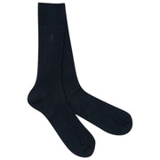 London Sock Company Simply Sartorial Ribbed Socks - Royal Navy
