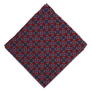 Michelsons of London Bold Medallion Silk Pocket Square - Red