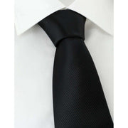 Michelsons of London Plain Rib Polyester Tie - Black