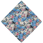 Michelsons of London Plain Tie and Contrast Floral Pocket Square Set - Light Blue