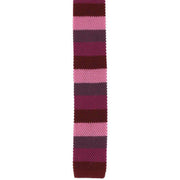 Michelsons of London Striped Skinny Silk Knitted Tie - Red