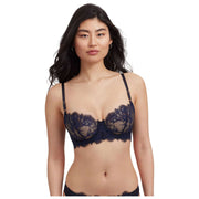 Soutien-gorge balconnet en dentelle Skarlett Blue Entice - Noir/Marine minuit