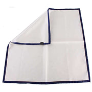 Michelsons of London Shoestring Border Handkerchief - White/Navy