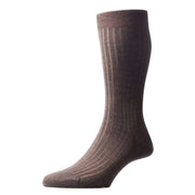 Pantherella Laburnum Rib Merino Wool Socks - Dark Olive Mix