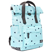 Roka Canfield B Small Recycled Canvas Backpack - Heart Print Blue