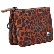 Roka Carnaby Petit portefeuille en toile recyclée - Mini Léopard Marron
