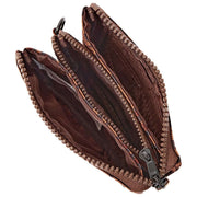 Roka Carnaby Petit portefeuille en toile recyclée - Mini Léopard Marron