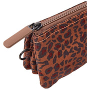 Roka Carnaby Petit portefeuille en toile recyclée - Mini Léopard Marron