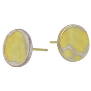 Ti2 Titanium Planished 9mm Stud Earrings - Lemon Yellow
