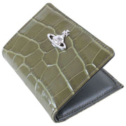 Vivienne Westwood Porte-cartes à rabat fin en relief croco - Kaki