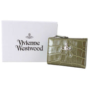 Vivienne Westwood Porte-cartes à rabat fin en relief croco - Kaki