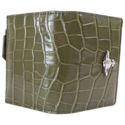 Vivienne Westwood Porte-cartes à rabat fin en relief croco - Kaki