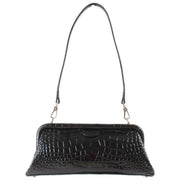 Vivienne Westwood Jane Croc Effect Frame Purse Bag - Black