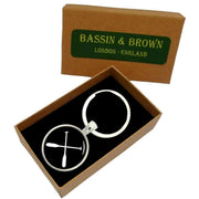 Bassin and Brown Crossed Oars Rowing Keyring - Black/White
