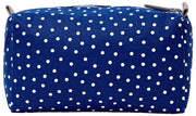 Roka Mayfair Petite trousse de toilette en toile de coton - Bleu marine à pois