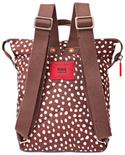 Petit sac à dos en toile recyclée Roka Bantry B - Marron à pois
