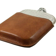 english-pewter-company-6oz-hammered-purse-flask-and-pouch---silverbrown-34473129