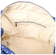 Roka Sloane Sac à bandoulière en toile de coton de taille moyenne - Bleu marine à pois