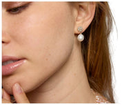 Boucles d'oreilles pendantes en perles de flocon de neige Perles d'Orient - Doré/Blanc