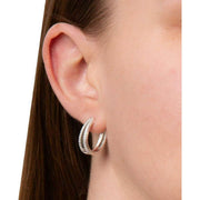 Beginnings Milgrain Edge Chunky Hoop Earrings - Silver