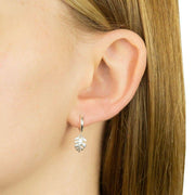 Beginnings Palm Leaf Charm Hoop Earrings - Silver