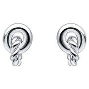 Beginnings Plain and Rope Linked Circles Stud Earrings - Silver