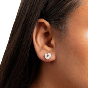 Beginnings Ridged Heart Stud Earrings - Silver