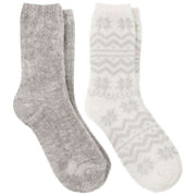 totes-toasties-2-pack-fair-isle-and-chenille-supersoft-bed-socks---greywhite-34518359