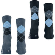 Lot de 2 paires de chaussettes Burlington Everyday Argyle - Bleu denim clair