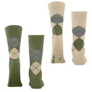 Lot de 2 paires de chaussettes Burlington Everyday Argyle - Vert Salvia