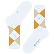 Chaussettes Burlington Rib Court - Blanc/Jaune