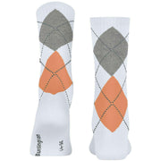Burlington Rib Courtside Socks - White/Orange