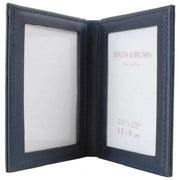 Byron and Brown Folding Nappa Leather 2 Fold 3.5 x 2.5 Travel Frame - Navy