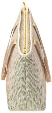 Sac fourre-tout d'été Elie Beaumont - Tissage géométrique Aqua