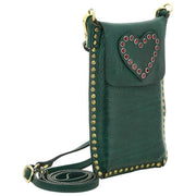 Campomaggi Portacellulaire Stud Support Pour Téléphone Sac - Vert Bouteille/Rouge