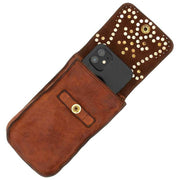 Sac Porte-Téléphone Campomaggi Siena Stud - Cognac Tan