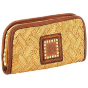 Campomaggi Veracruz Straw Leather Purse - Natural Beige/Cognac Tan