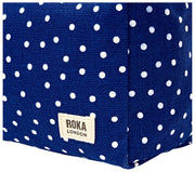 Roka Mayfair Petite trousse de toilette en toile de coton - Bleu marine à pois